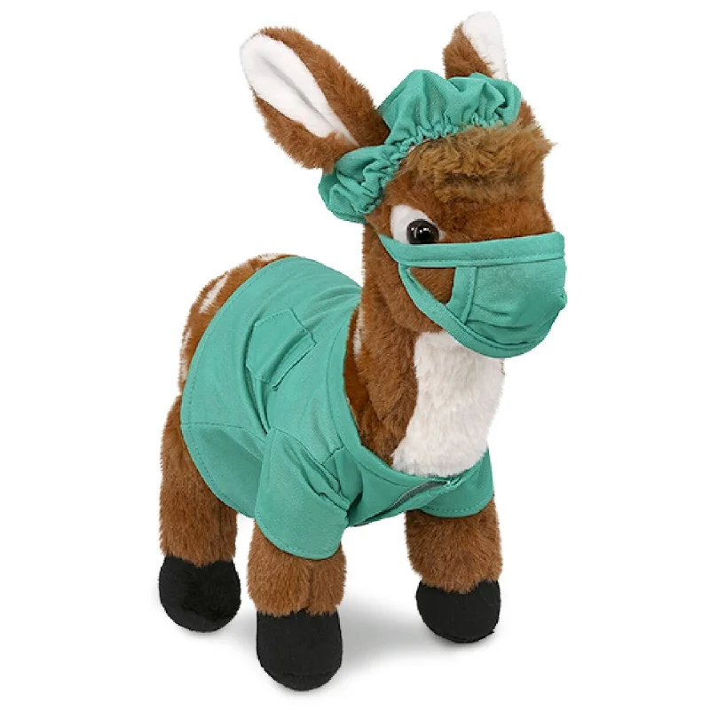 DolliBu Standing Deer Large Doctor Plush Toy w/ Scrub Uniform and Cap - 12.5 inches