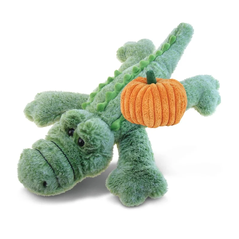 DolliBu Super Soft Alligator Large Stuffed Animal with Pumpkin Decor - 16.5 inches