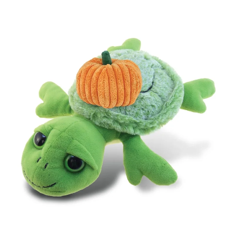 DolliBu Super Soft Sea Turtle Stuffed Animal with Pumpkin Decor - 11 inches