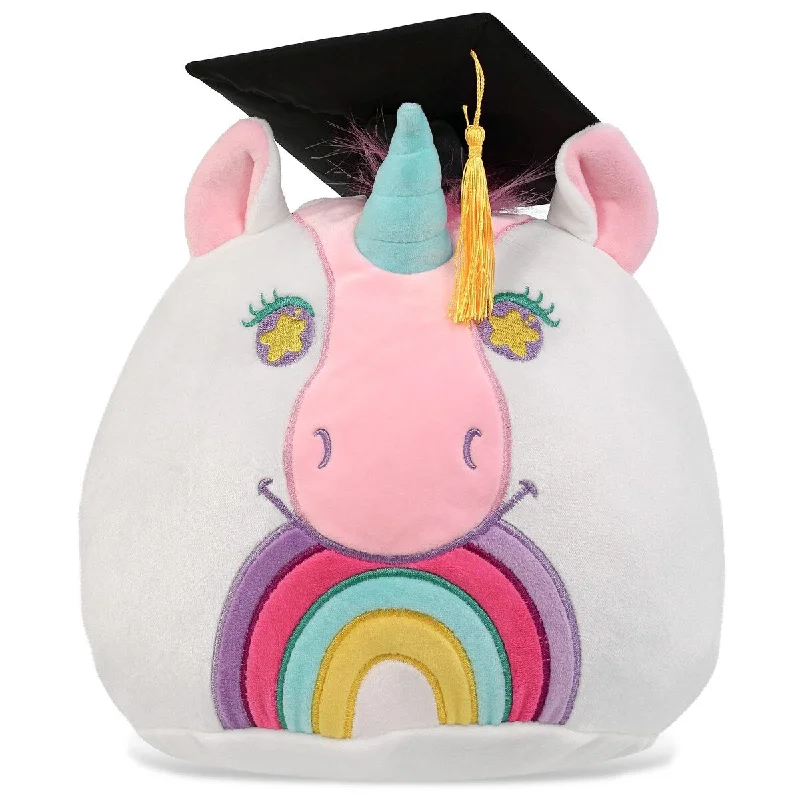 DolliBu Unicorn Graduation Plush Toy with Graduation Cap with Tassel - 10 inches