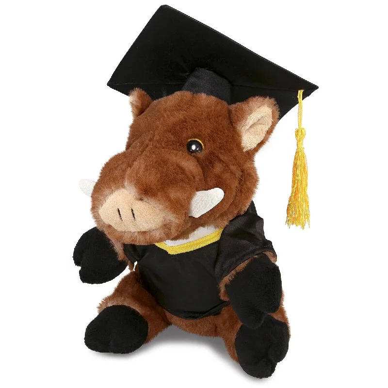 DolliBu Wild Boar Graduation Plush Toy with Gown and Cap with Tassel - 9.5 inches