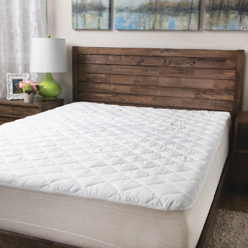 DOWNLITE 300 Thread Count Premium Cotton Waterproof Mattress Pad - White