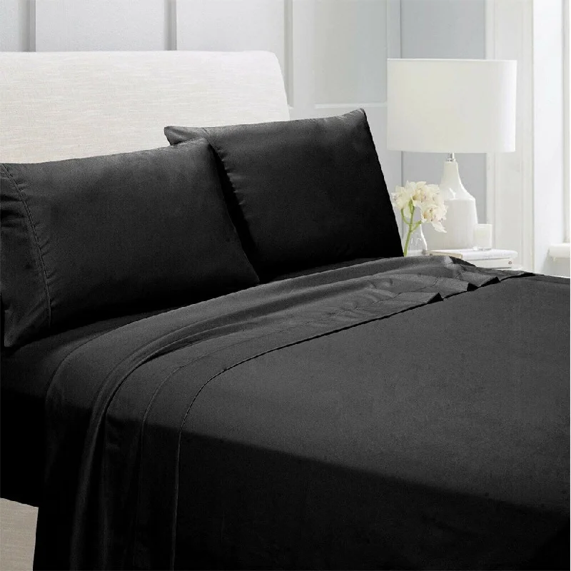 Egyptian Comfort 1800 Count 4 Piece Bed Sheet Set Twin Black