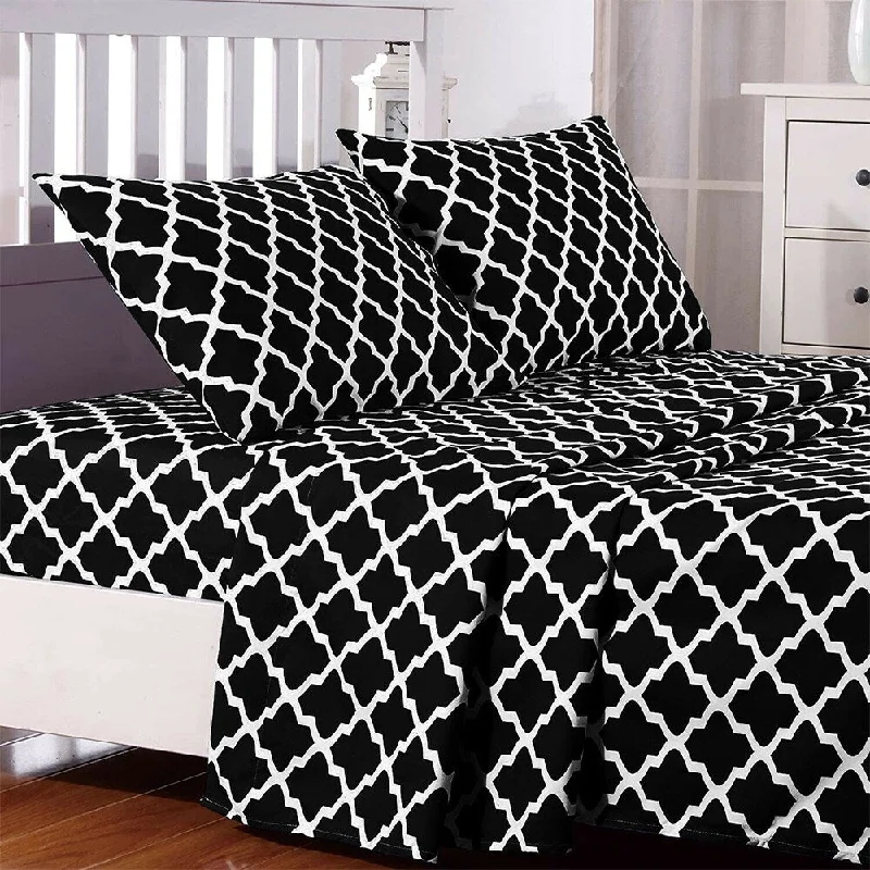 Egyptian Comfort Bed Sheet Set 1800 Count 4 Piece CalKing Black White