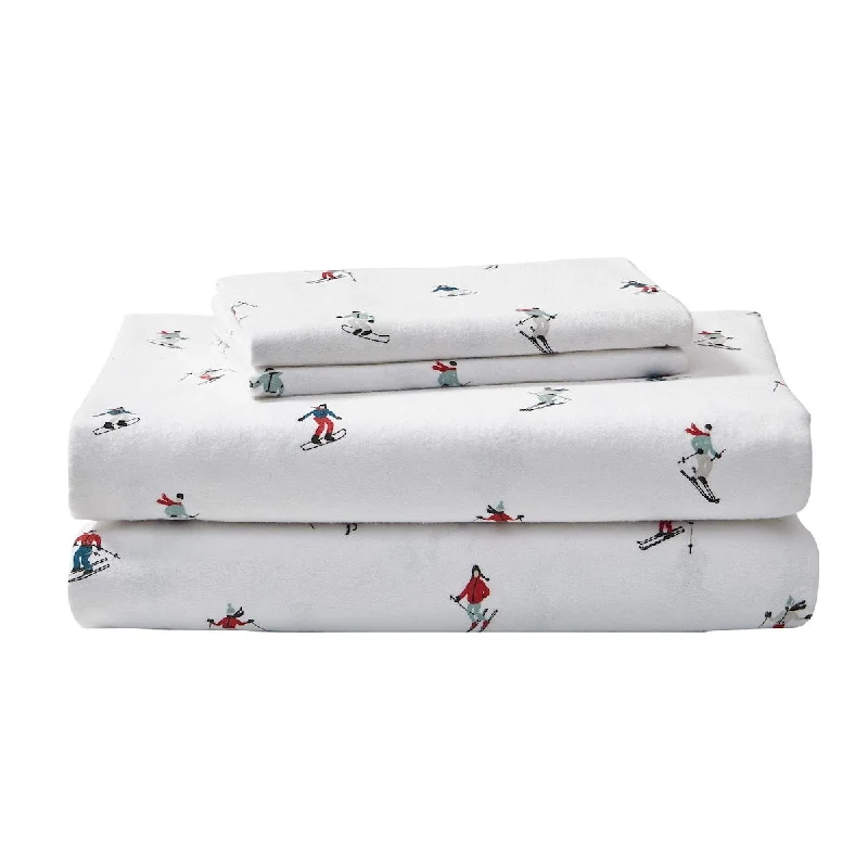 Full Sheets, Cotton Flannel Bedding Set, Brushed for Extra Softness, Cozy Home Decor (Ski Slope, Full)