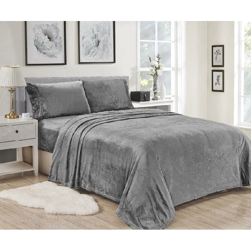 Kansas Wrinkle Resistant Ultra Soft Solid Premium Bed Sheet Set Queen Lt. Grey