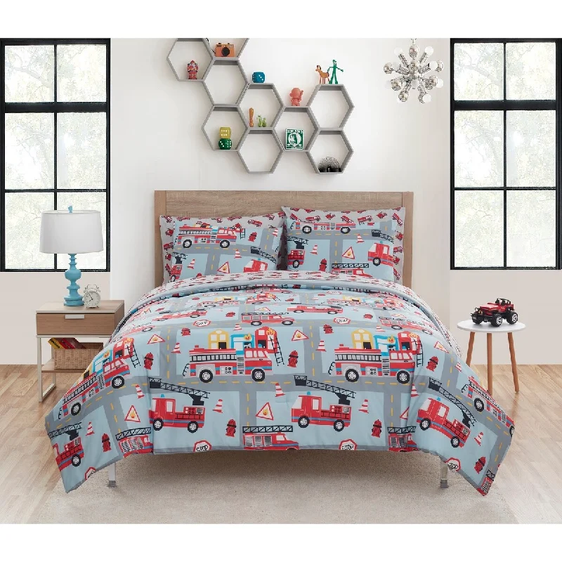 kute kids Fire Truck Road Bedding Set