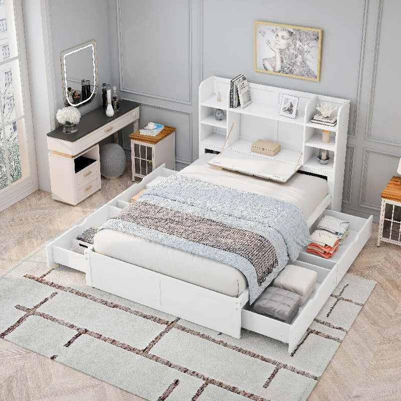 Multi-functional Full Size Bed Frame with Storage Drawers