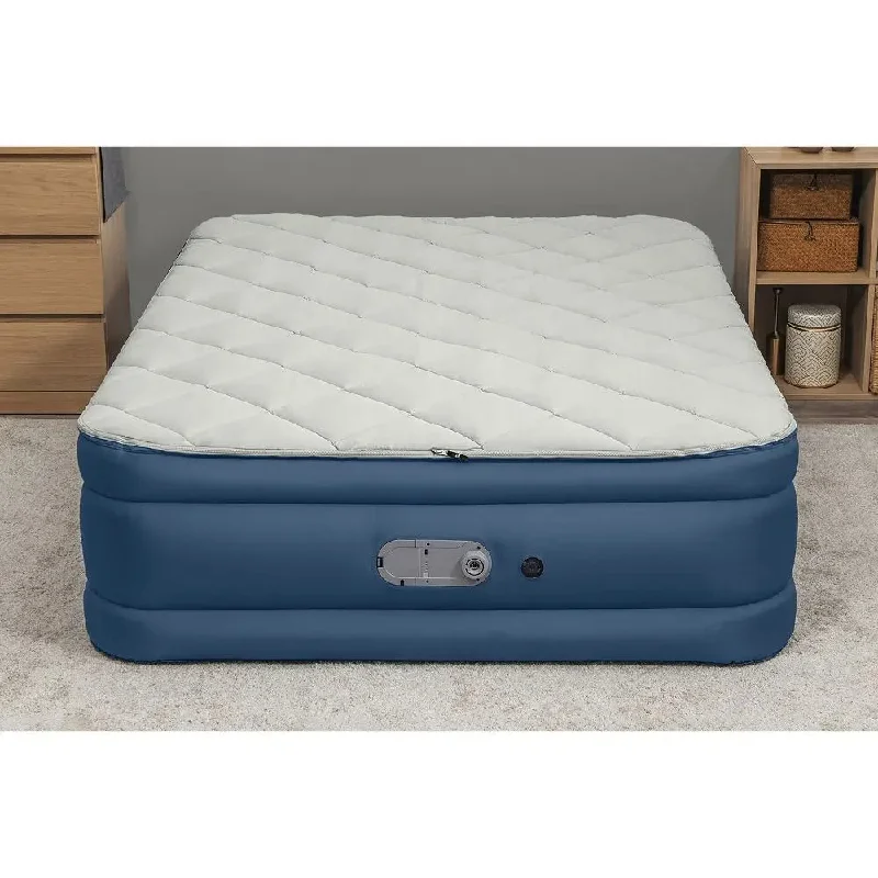 New - Sealy AlwayzAir Tough Guard Duvet Top Air Mattress Queen with Built-in Dual Pump