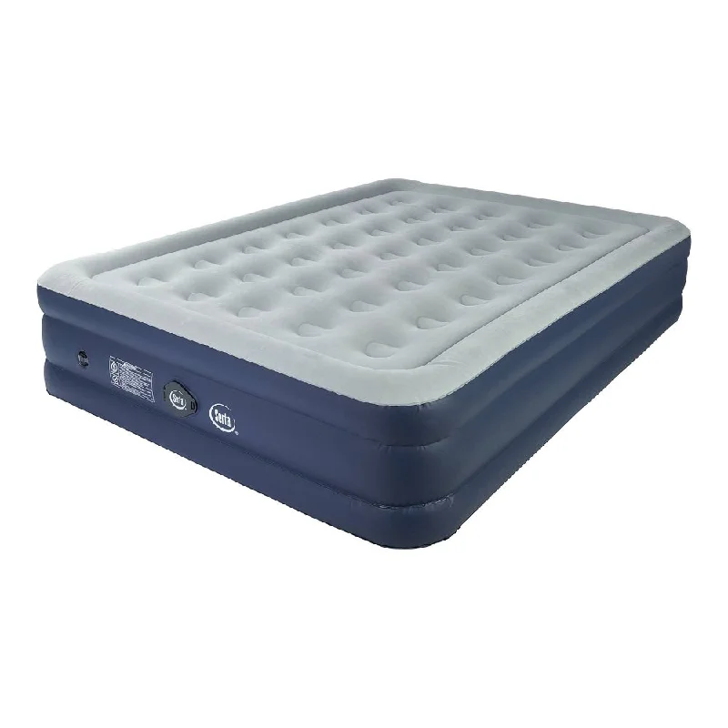 Serta 16" Rechargeable Airbed QUEEN Air Mattress On-The-Go Removable Pump