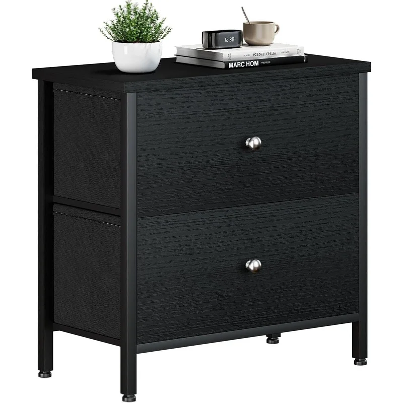 Nightstand 2 Drawer Dresser for Bedroom,Small 13.8"D x 17.8"W x 22"H