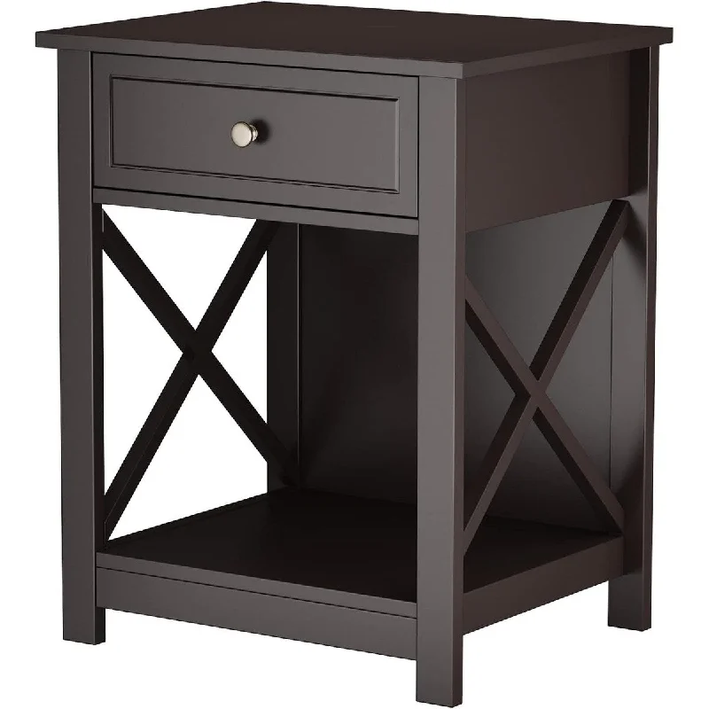 Nightstand X-Design, Modern Bedside Table with Drawer Storage 14.96"D x 18.9"W x 23.62"H