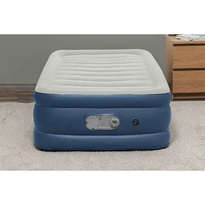 Open Box - Bestway Sealy AlwayzAire Flocked Top Air Mattress Twin with Built-in Dual Pump