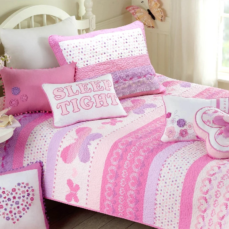 Porch & Den Cami Butterfly Cotton Quilt Bedding Set