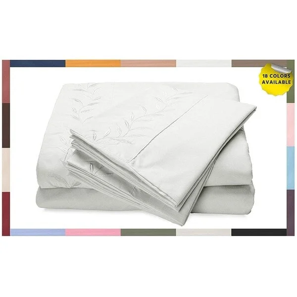 Reversifi Embroidered Bed Sheets Set Soft Brushed Microfiber