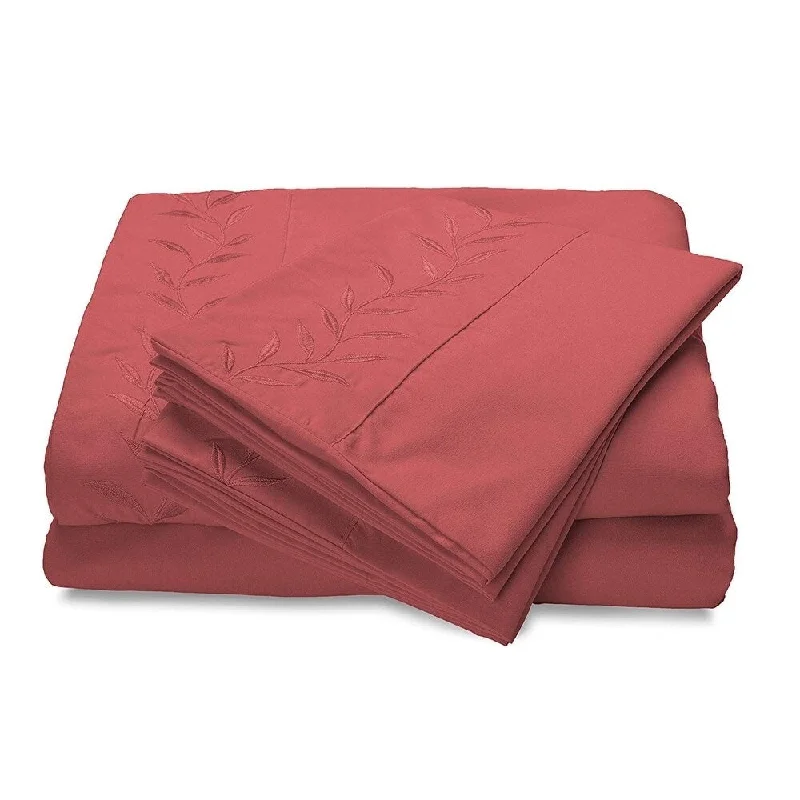 Reversifi Embroidered Bed Sheets Set Soft Brushed Microfiber King, Withered Rose