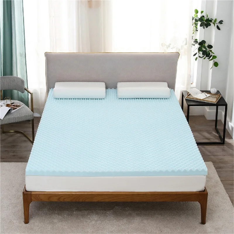 TiramisuBest Egg Crate 3" Gel Memory Foam Mattress Topper-FULL - Blue