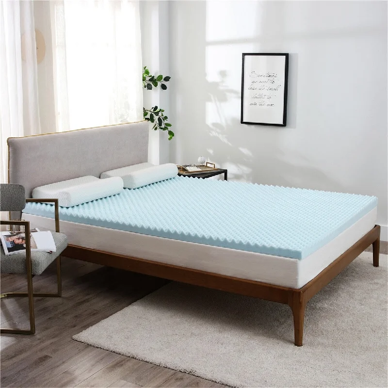 TiramisuBest Egg Crate 3" Gel Memory Foam Mattress Topper-TXL - Blue