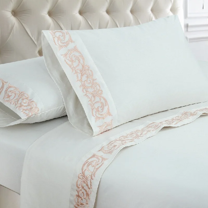 Trumpet Vine 300 Thread Count Cotton Sateen Bed Sheet Set