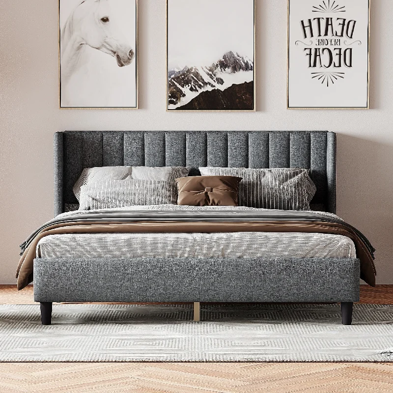 Upholstered Platform Bed Frame with Headboard