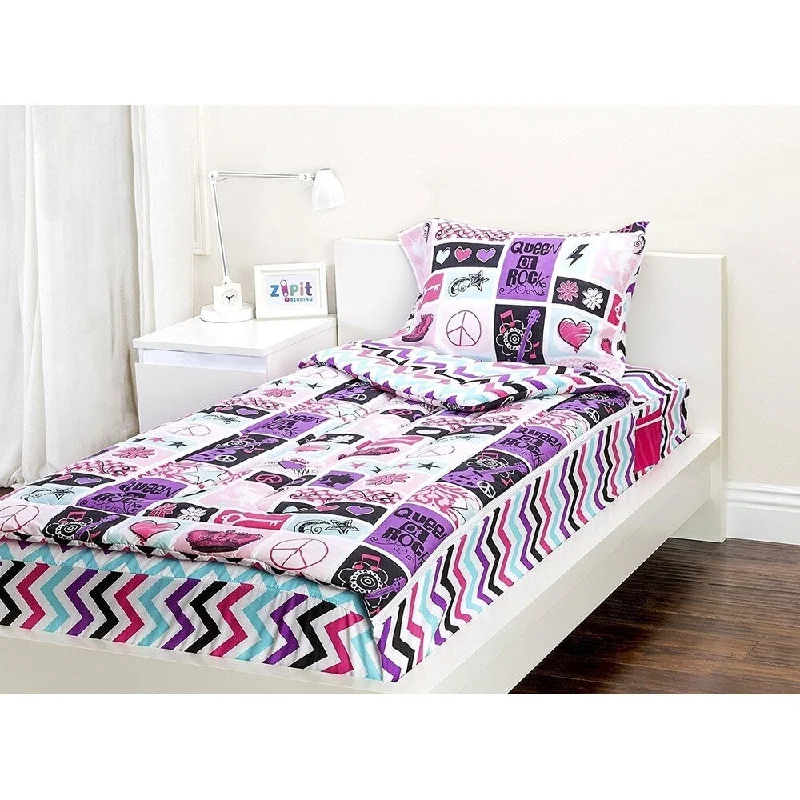 Zip It Rock Princess Twin Bedding Set