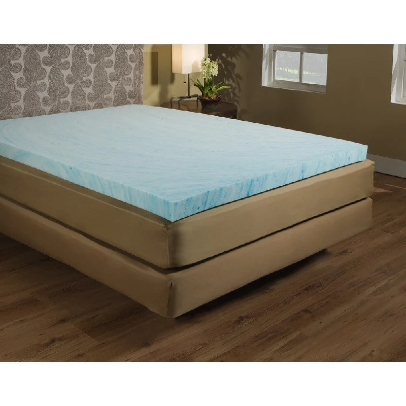 1.5-inch Gel Memory Foam Mattress Topper - Light Blue