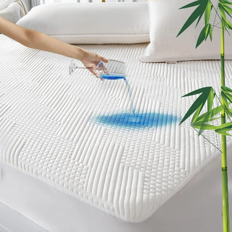 Bamboo Waterproof Mattress Protector Twin Size, Mattress Pad Noiseless ,Mattress Washable