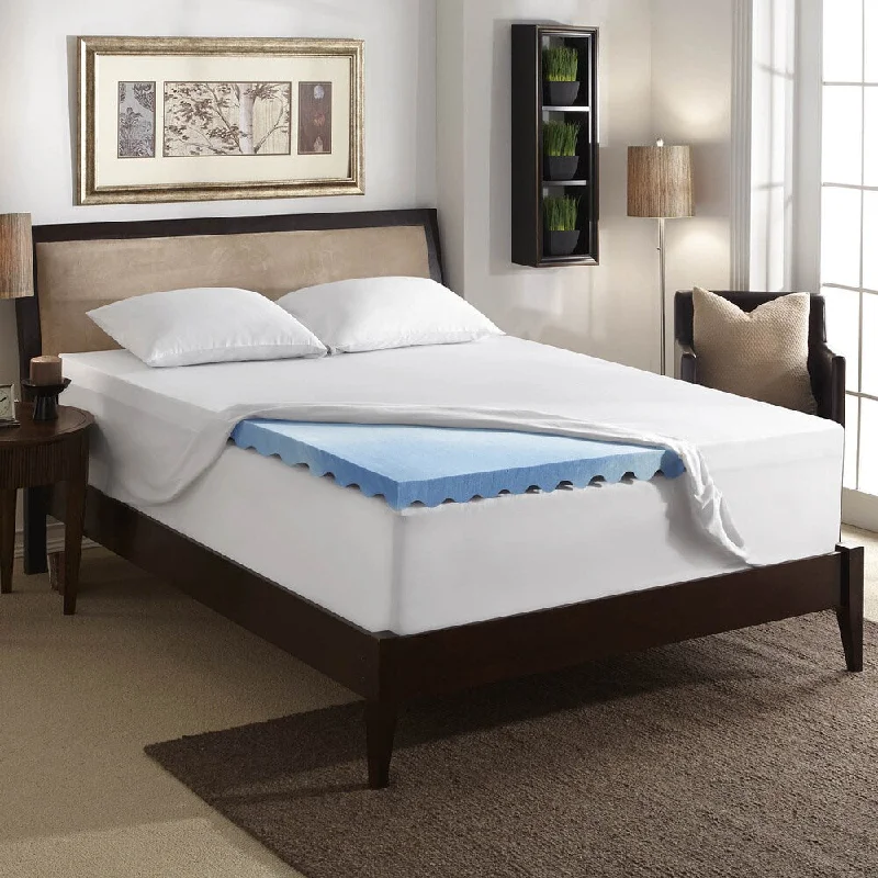 Bodipedic 3-inch Gel Memory Foam Wave Mattress Topper with Cover