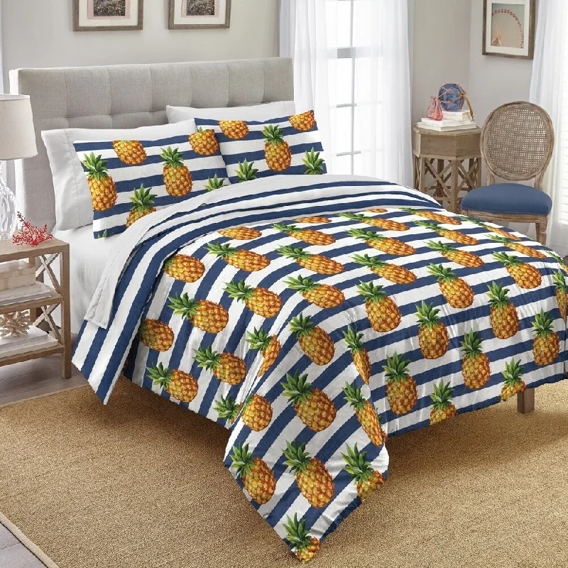 Destinations Preppy Pineapple Cotton 3-piece Comforter Set - Multi