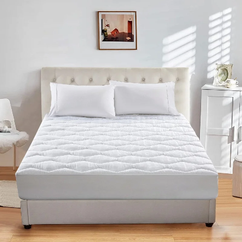 Quilted White Down Alternative Mattress Pad