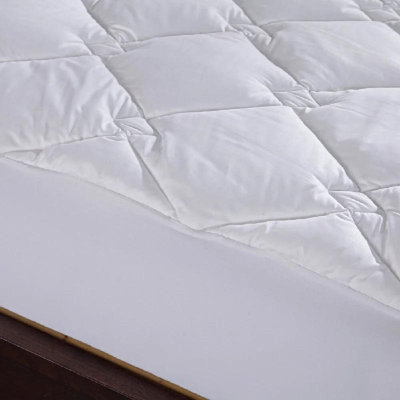 St. James Home 100% Cotton Top Down Alternative Diamond Quilted Mattress Pad - White