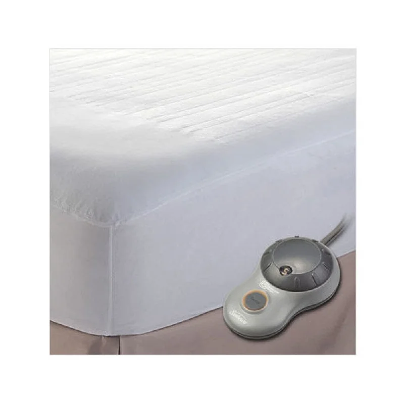 Sunbeam Non-Woven EasySet Thermofine Heated Electric Mattress Pad - Ki - White