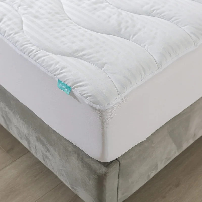 Waverly Waterproof Wave Stitched Mattress Pad - White