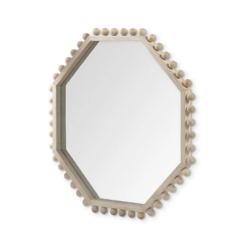 32" Octagon Wood Frame Wall Mirror - Natural