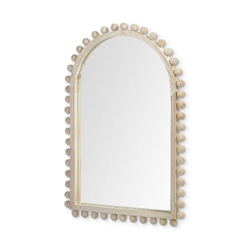 35" Arch Wood Framed Accent Mirror - Natural