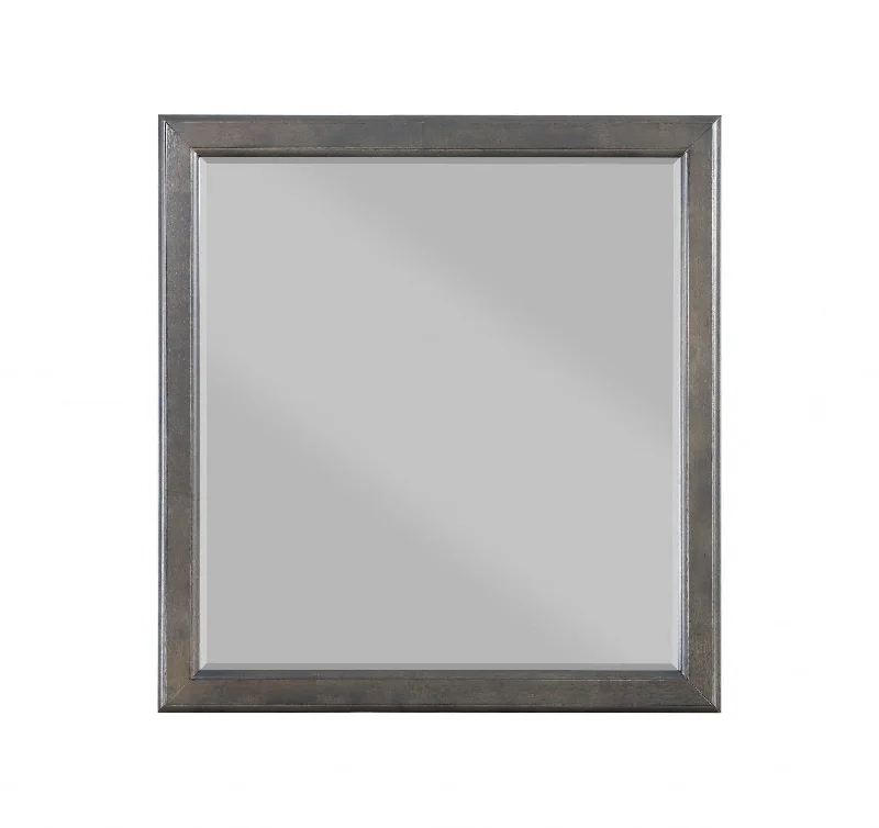 38" Wall Mounted Accent Mirror Rectangle - Silver