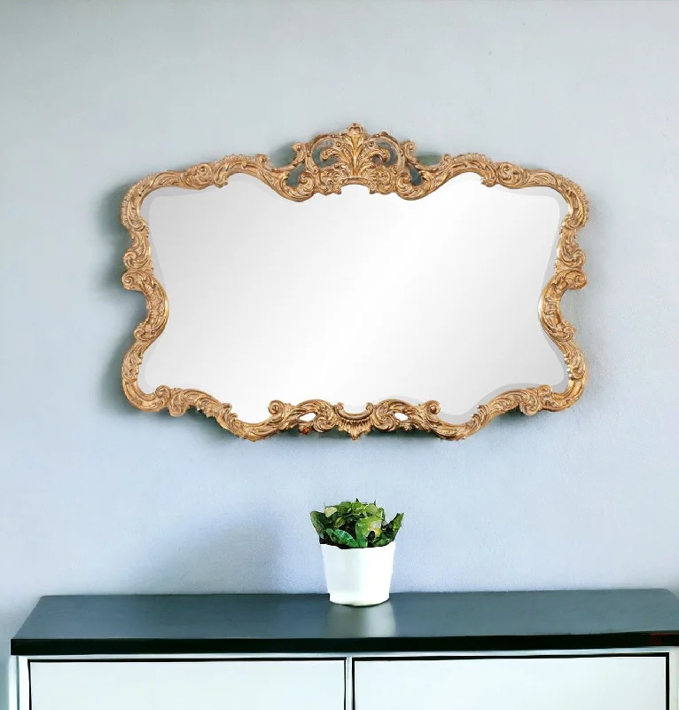 Ornate Scroll Framed Accent Mirror - Gold