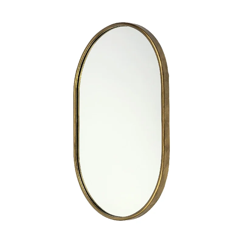 Oval Accent Metal Mirror - Gold