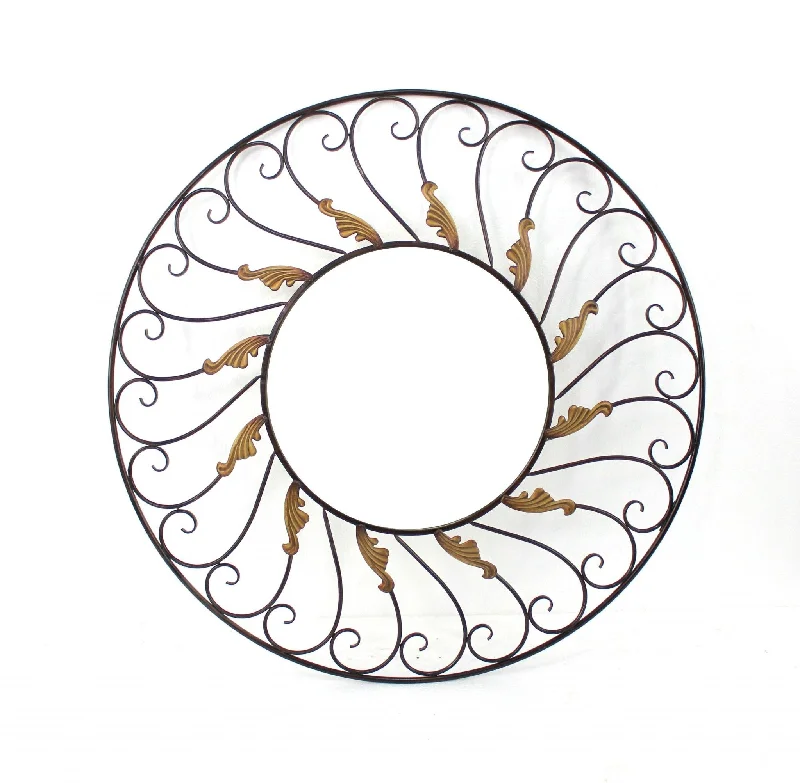 Round Accent Metal Mirror - Bronze